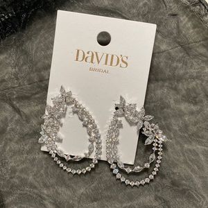 David's Bridal Silver Crystal Earrings